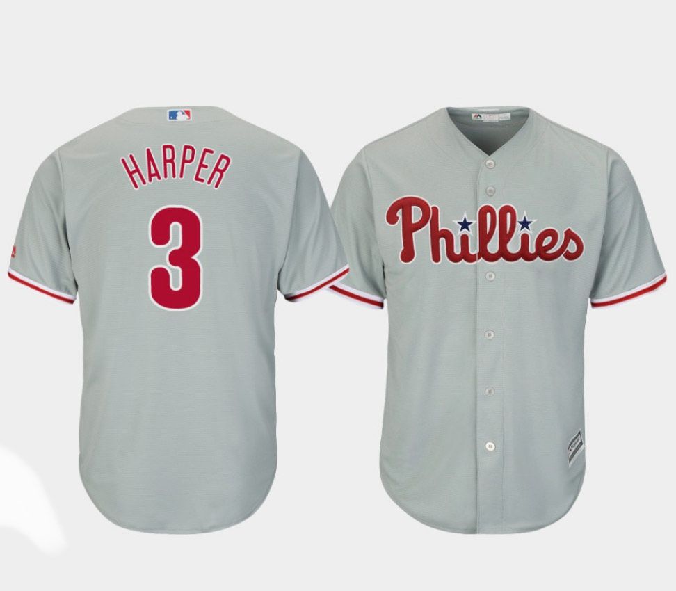 Men 2024 MLB Philadelphia Phillies  #3 Bryce Harper grey jersey->philadelphia phillies->MLB Jersey